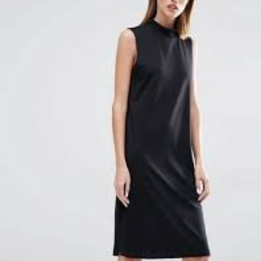 Selected Coda High Neck shift dress black